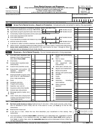 Document preview: IRS Form 4835 Farm Rental Income and Expenses