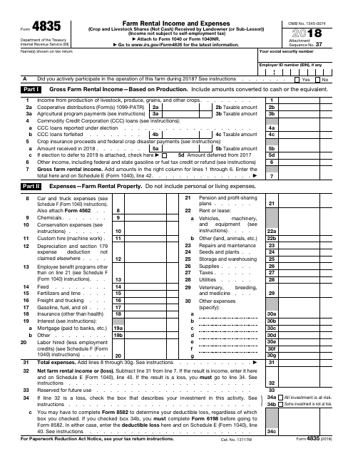 IRS Form 4835 2018 Printable Pdf