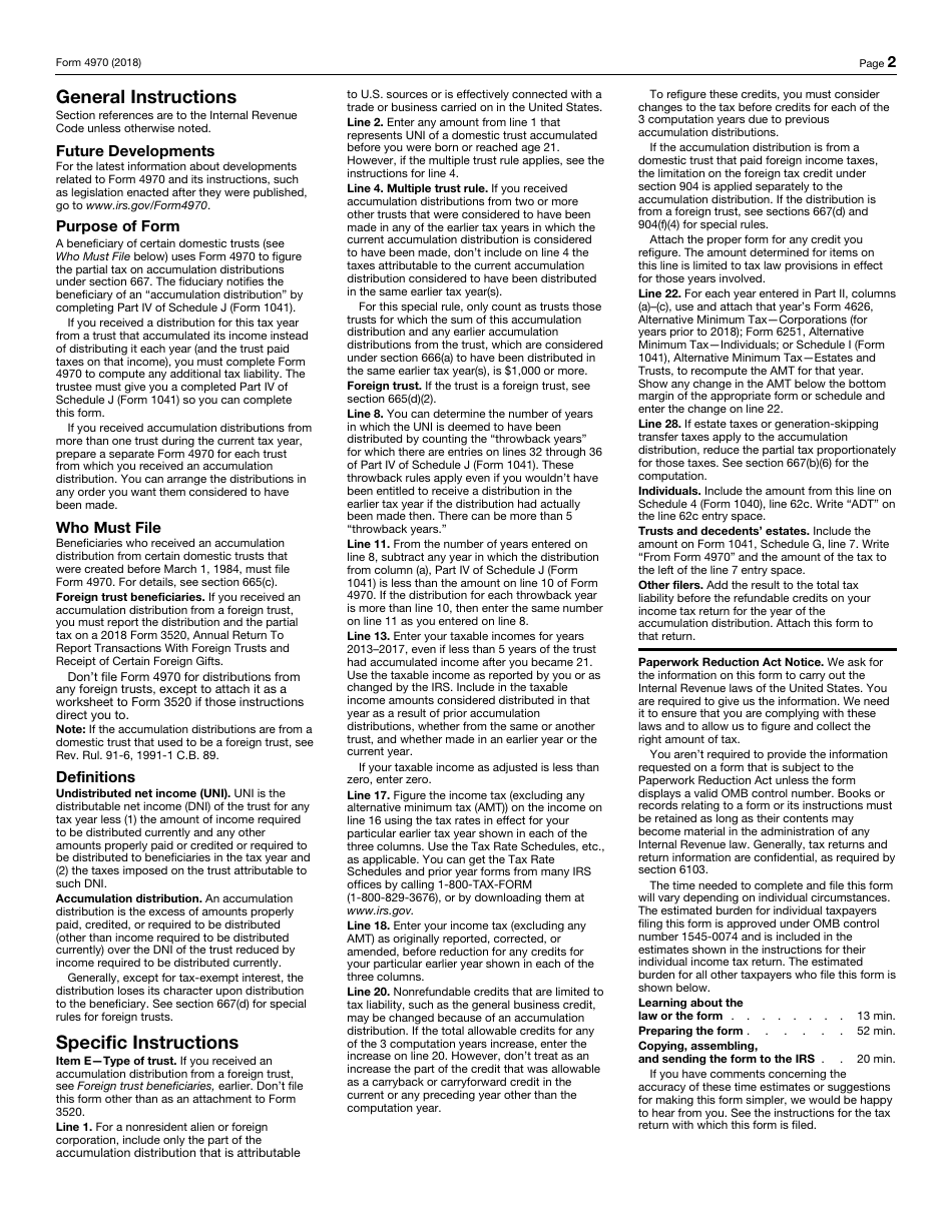 IRS Form 4970 Tax on Accumulation Distribution of Trusts, Page 2