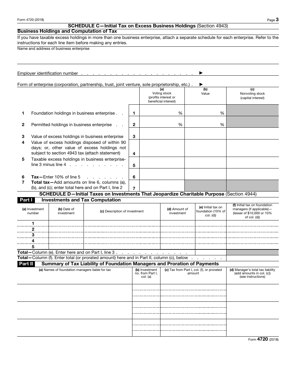IRS Form 4720 Return of Certain Excise Taxes Under Chapters 41 and 42 of the Internal Revenue Code, Page 3