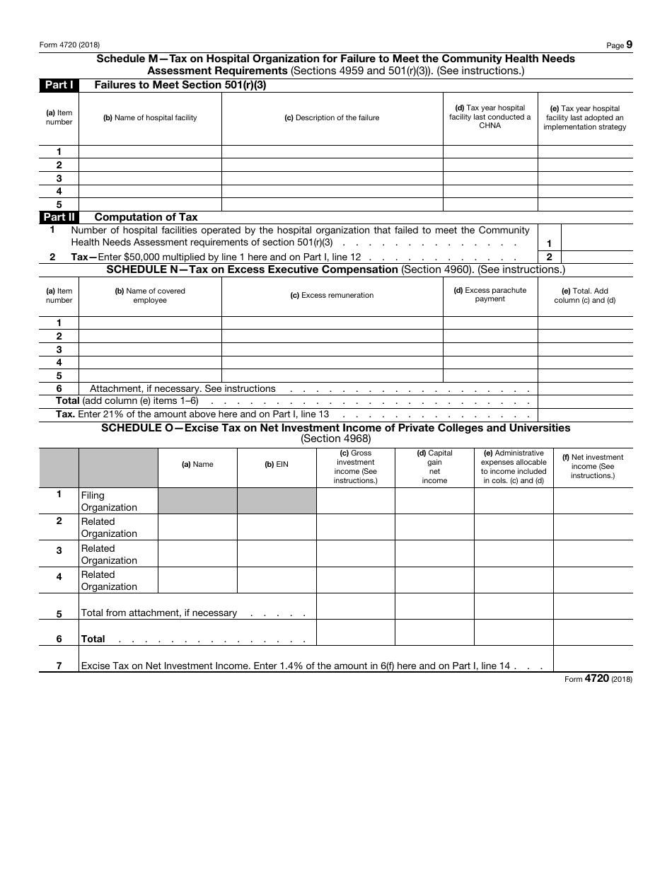 IRS Form 4720 - 2018 - Fill Out, Sign Online and Download Fillable PDF ...