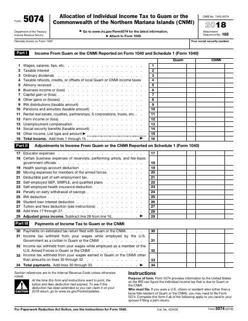 IRS Form 5074 2018 Printable Pdf