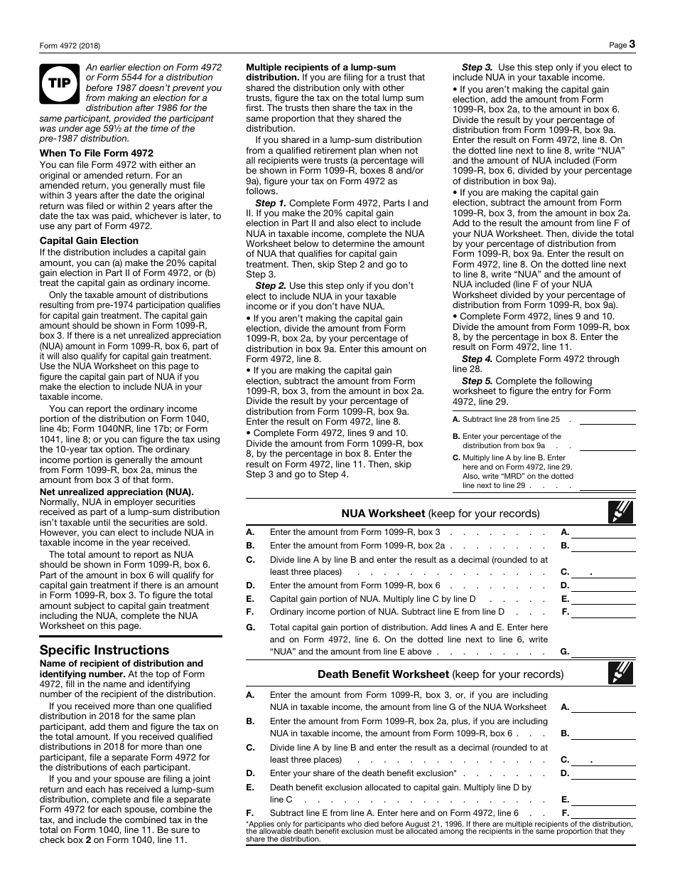 Irs form 4972 2018 fill out sign online and download fillable pdf