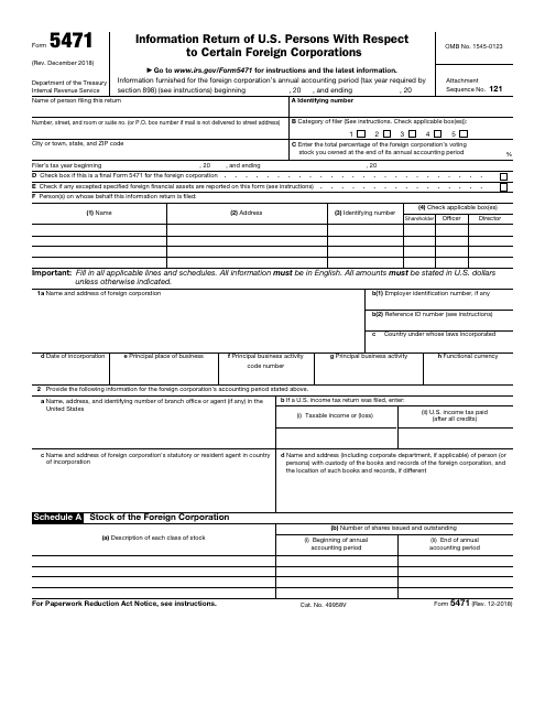 IRS Form 5471  Printable Pdf