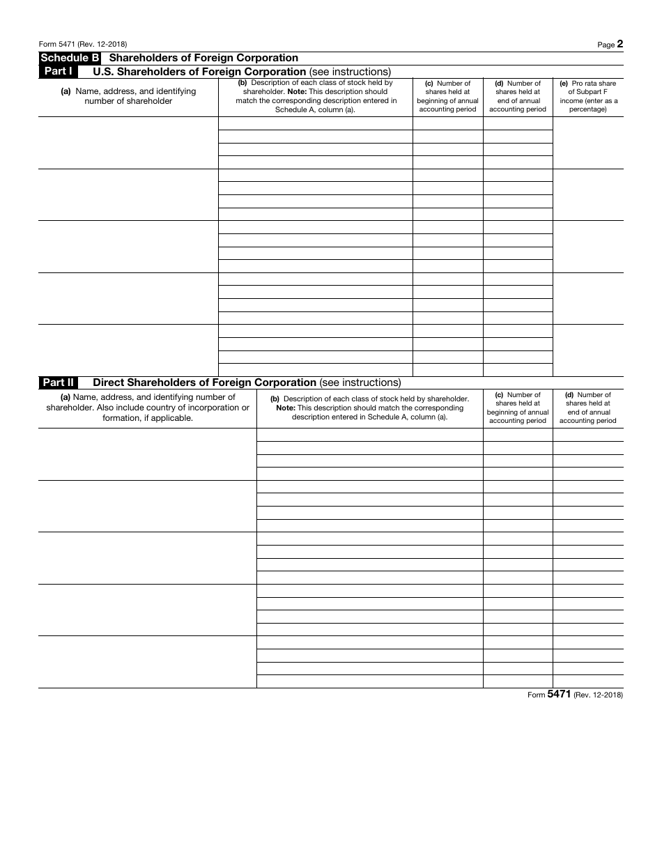 IRS Form 5471 Information Return of U.S. Persons With Respect to Certain Foreign Corporations, Page 2