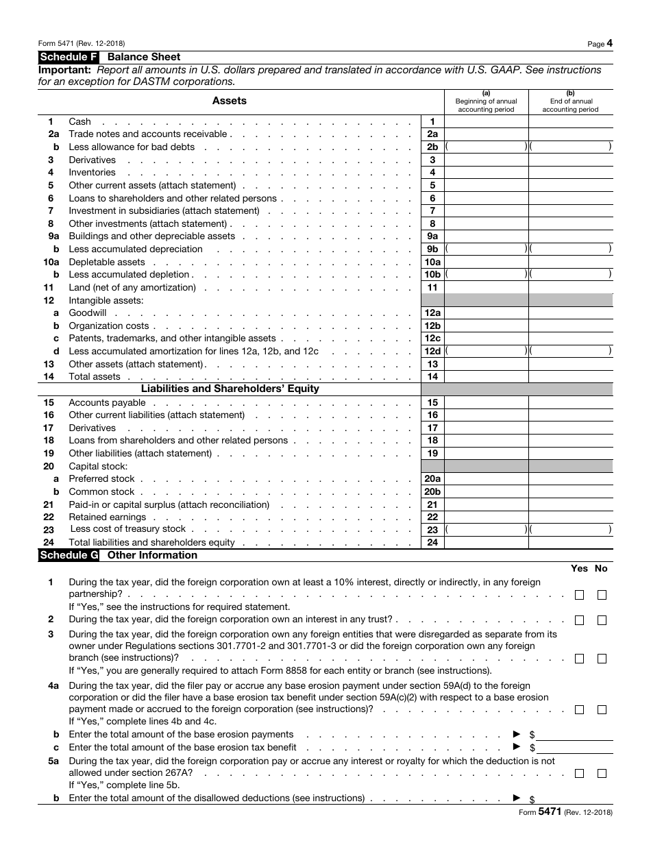 IRS Form 5471 Information Return of U.S. Persons With Respect to Certain Foreign Corporations, Page 4
