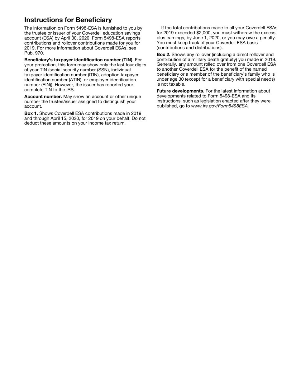 IRS Form 5498-ESA Coverdell Esa Contribution Information, Page 3