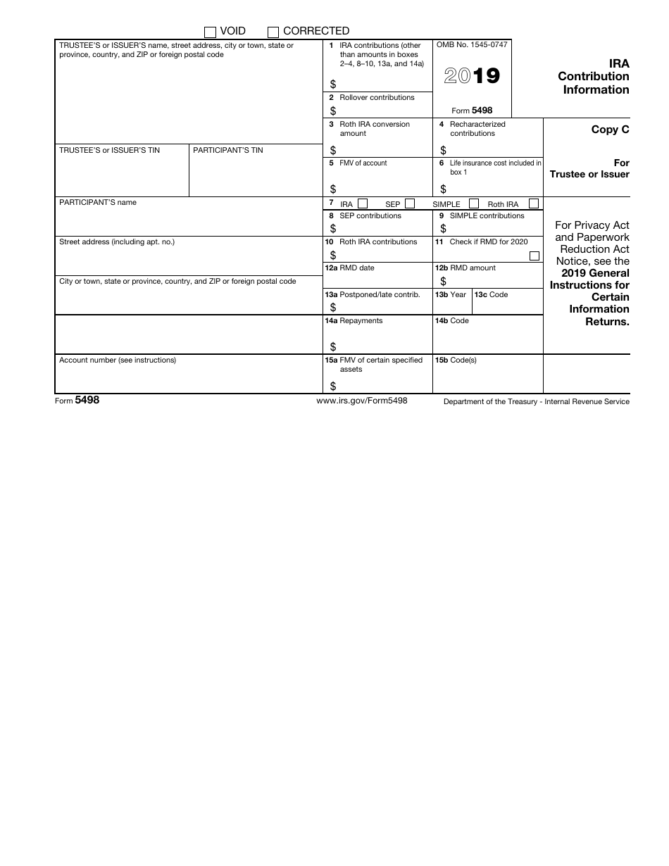 IRS Form 5498 - 2019 - Fill Out, Sign Online and Download Fillable PDF ...