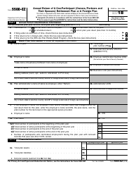 IRS Form 5500-EZ Annual Return of a One-Participant (Owners/Partners and Their Spouses) Retirement Plan or a Foreign Plan