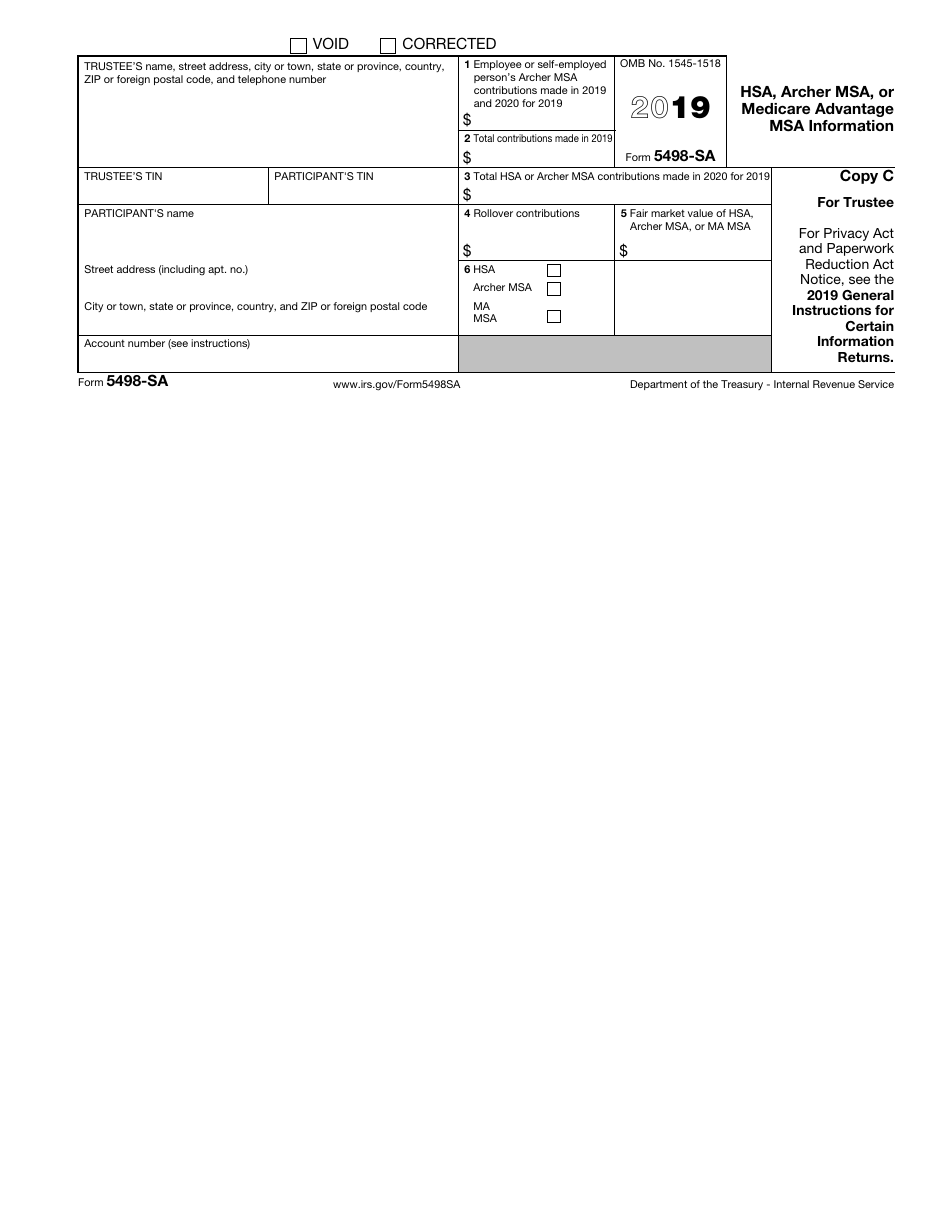 IRS Form 5498-SA - 2019 - Fill Out, Sign Online and Download Fillable ...