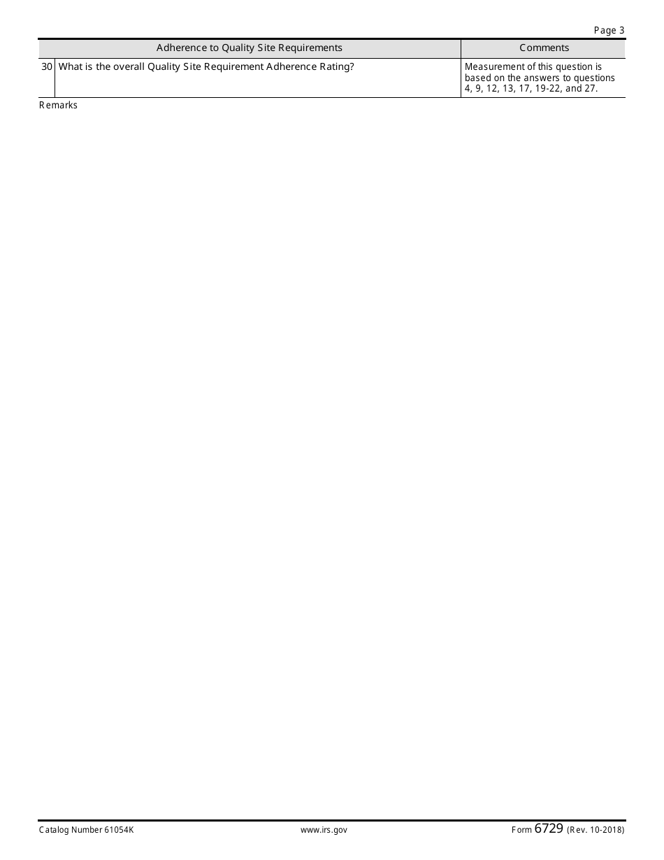 IRS Form 6729 Qss Site Review Sheet, Page 3