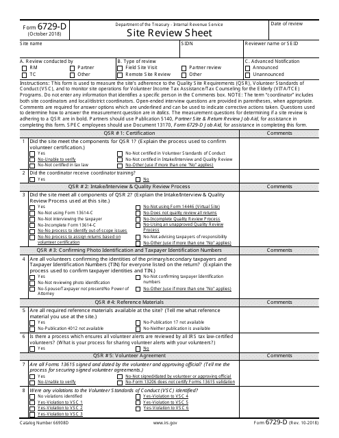 IRS Form 6729-D  Printable Pdf