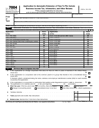 Document preview: IRS Form 7004 Application for Automatic Extension of Time to File Certain Business Income Tax, Information, and Other Returns