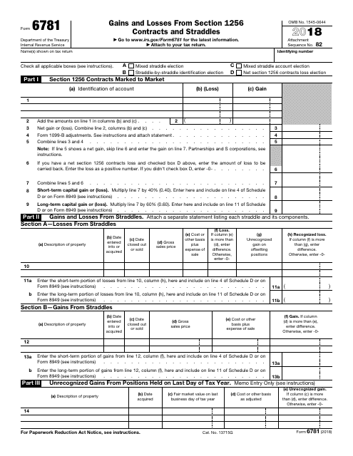 IRS Form 6781 2018 Printable Pdf
