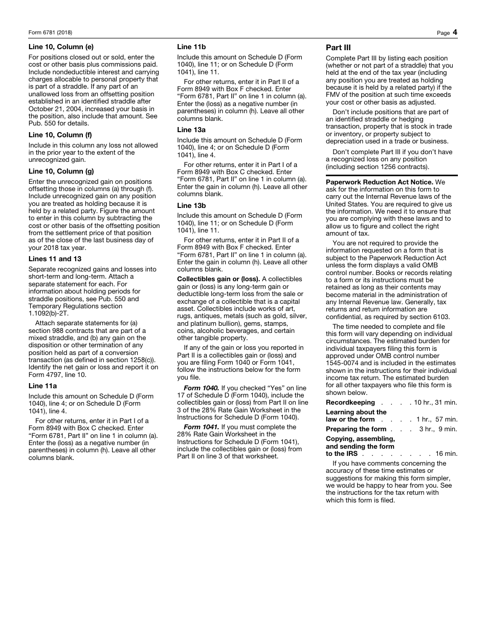 IRS Form 6781 Gains and Losses From Section 1256 Contracts and Straddles, Page 4