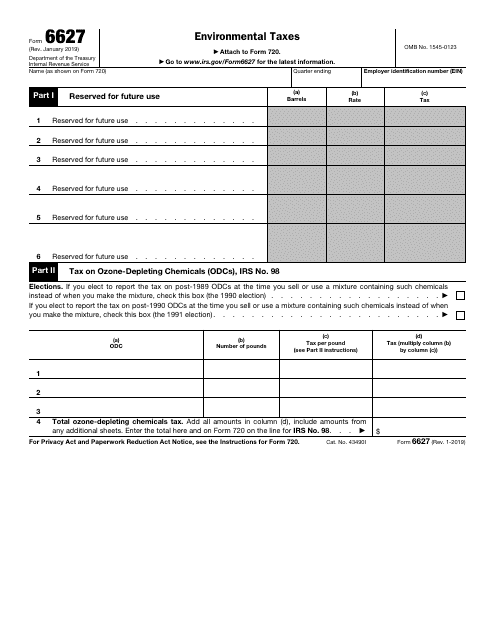 IRS Form 6627  Printable Pdf
