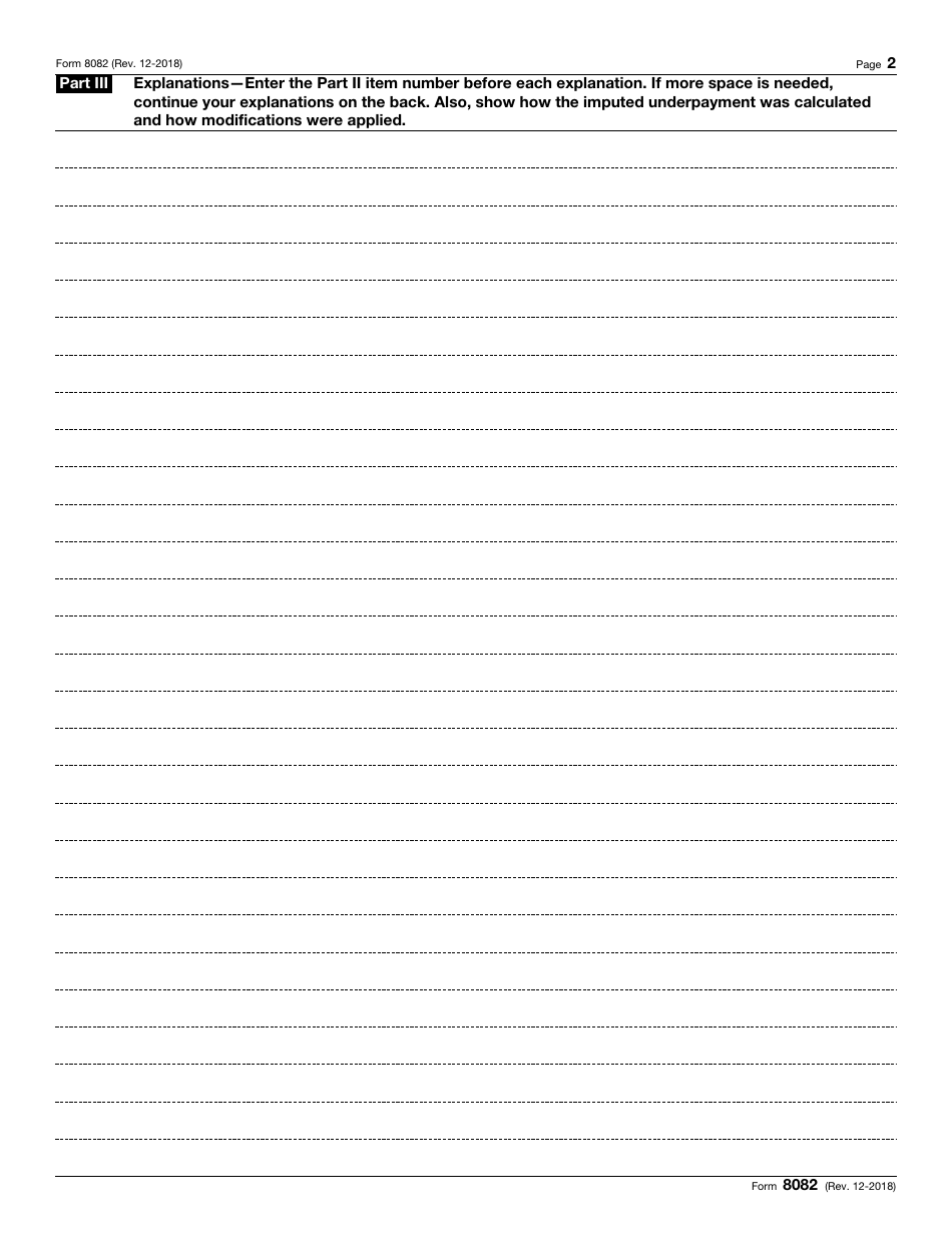 IRS Form 8082 Notice of Inconsistent Treatment or Administrative Adjustment Request (AAR), Page 2