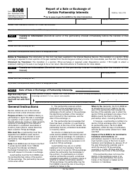 Document preview: IRS Form 8308 Report of a Sale or Exchange of Certain Partnership Interests