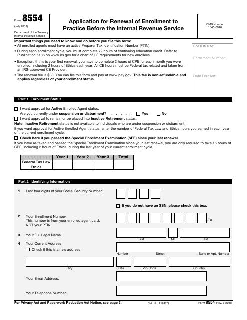 IRS Form 8554  Printable Pdf