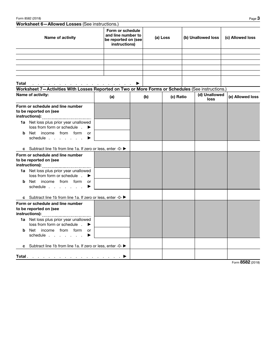 IRS Form 8582 - 2018 - Fill Out, Sign Online and Download Fillable PDF ...