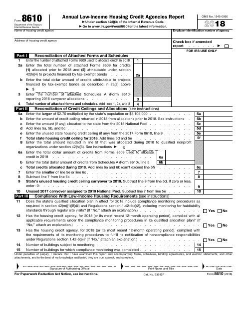 IRS Form 8610 2018 Printable Pdf