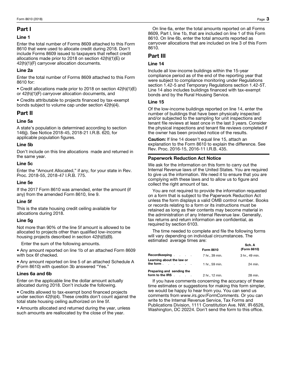 IRS Form 8610 Annual Low-Income Housing Credit Agencies Report, Page 3
