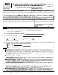 Document preview: IRS Form 8621 Information Return by a Shareholder of a Passive Foreign Investment Company or Qualified Electing Fund