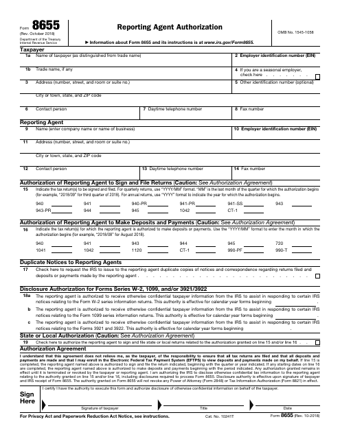 IRS Form 8655  Printable Pdf