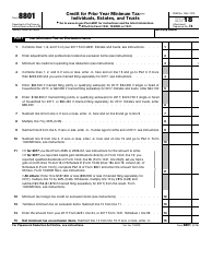 IRS Form 8801 Credit for Prior Year Minimum Tax - Individuals, Estates, and Trusts