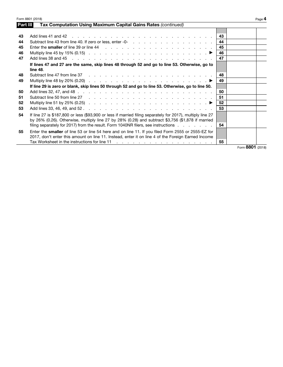 IRS Form 8801 Credit for Prior Year Minimum Tax - Individuals, Estates, and Trusts, Page 4