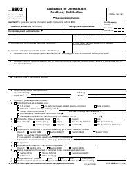 Document preview: IRS Form 8802 Application for United States Residency Certification