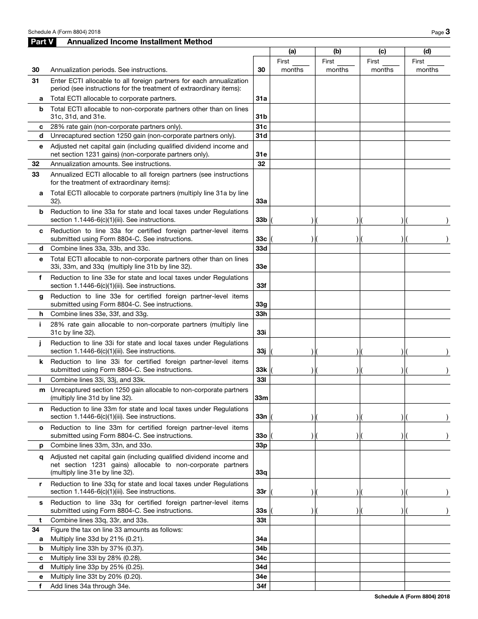 IRS Form 8804 Schedule A - 2018 - Fill Out, Sign Online and Download ...