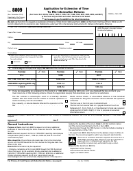 Document preview: IRS Form 8809 Application for Extension of Time to File Information Returns