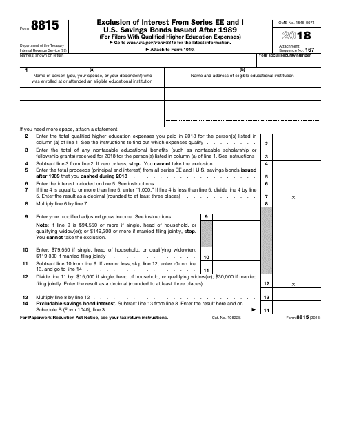 IRS Form 8815 2018 Printable Pdf