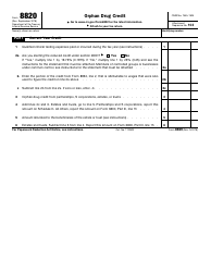 IRS Form 8820 Download Fillable PDF or Fill Online Orphan Drug Credit ...