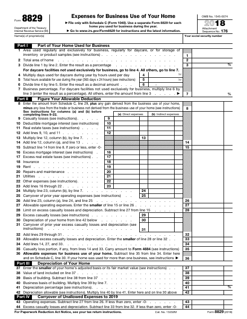 IRS Form 8829 2018 Printable Pdf