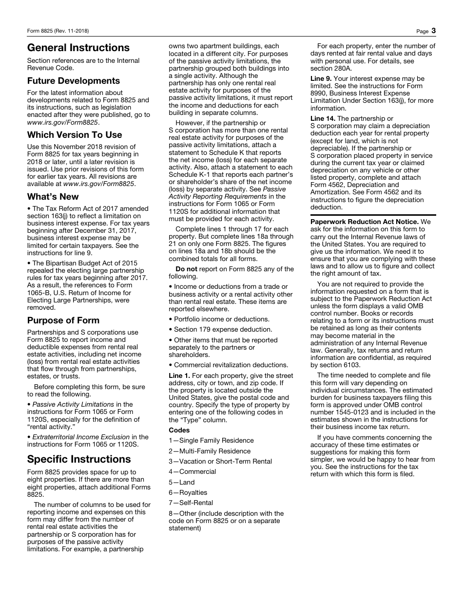 IRS Form 8825 Rental Real Estate Income and Expenses of a Partnership or an S Corporation, Page 3