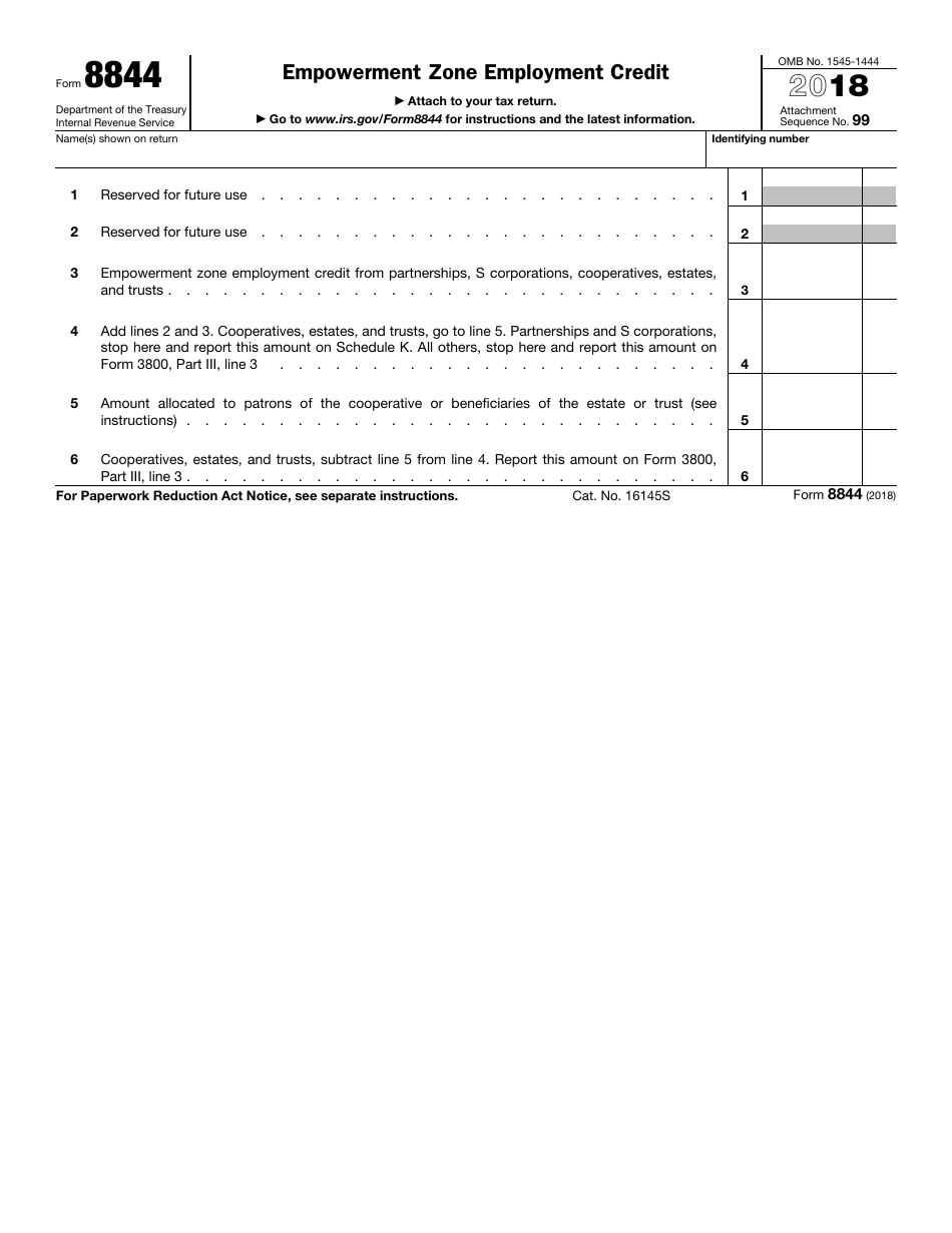 IRS Form 8844 Empowerment Zone Employment Credit, Page 1