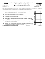 Document preview: IRS Form 8846 Credit for Employer Social Security and Medicare Taxes Paid on Certain Employee Tips