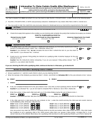 Document preview: IRS Form 8862 Information to Claim Certain Credits After Disallowance