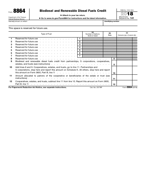 IRS Form 8864 2018 Printable Pdf