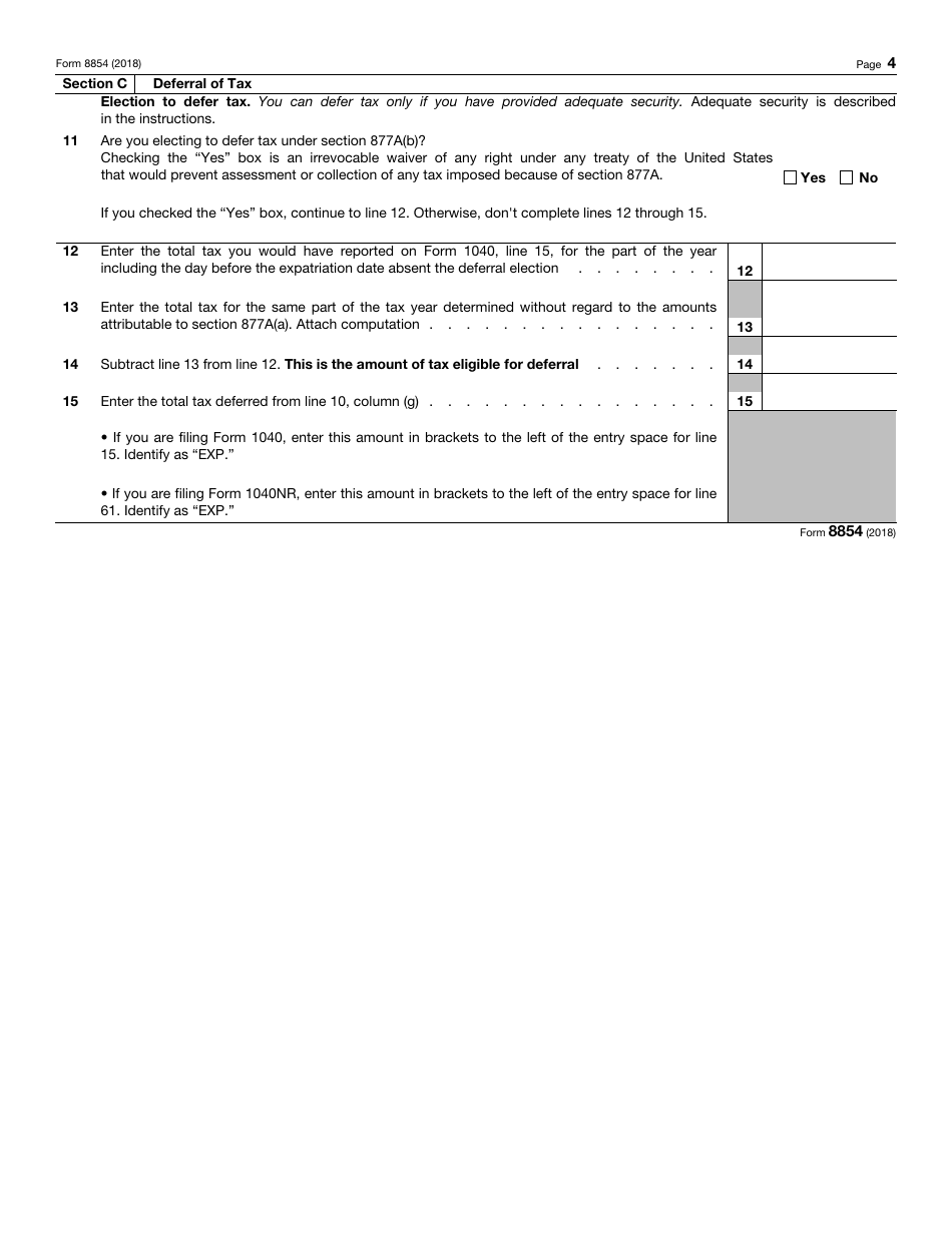 IRS Form 8854 Initial and Annual Expatriation Statement, Page 4
