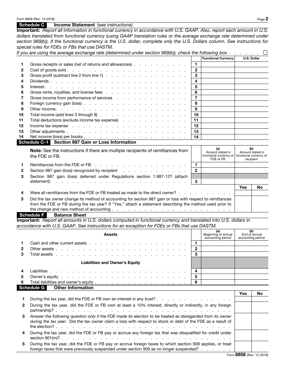 IRS Form 8858 - Fill Out, Sign Online and Download Fillable PDF ...