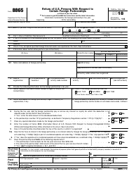Document preview: IRS Form 8865 Return of U.S. Persons With Respect to Certain Foreign Partnerships