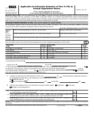 Document preview: IRS Form 8868 Application for Automatic Extension of Time to File an Exempt Organization Return