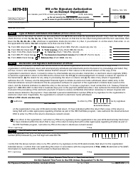 Document preview: IRS Form 8879-EO IRS E-File Signature Authorization for an Exempt Organization