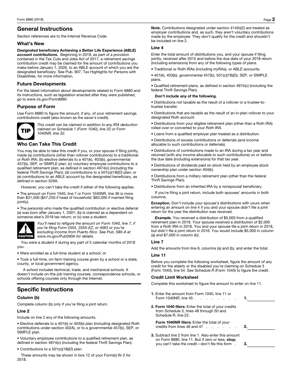 Irs Form 8880 2018 Fill Out Sign Online And Download Fillable Pdf Templateroller 1018