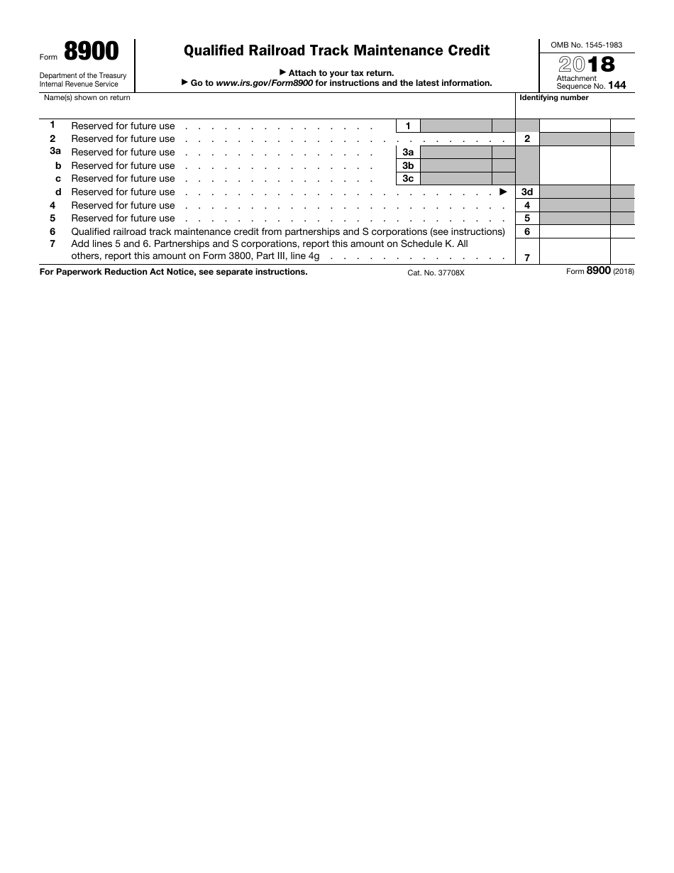 IRS Form 8900 Qualified Railroad Track Maintenance Credit, Page 1