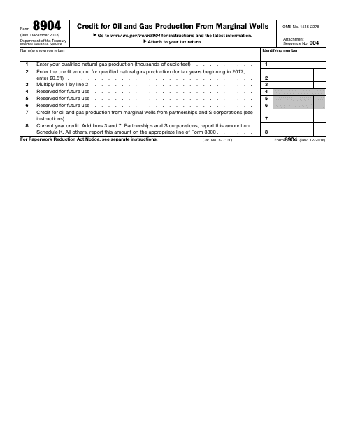 IRS Form 8904  Printable Pdf