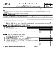 Document preview: IRS Form 8910 Alternative Motor Vehicle Credit